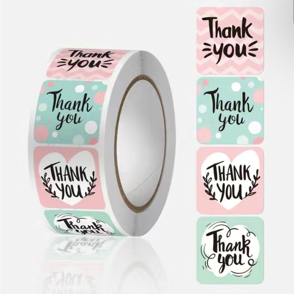 500 squared “thank you” stickers